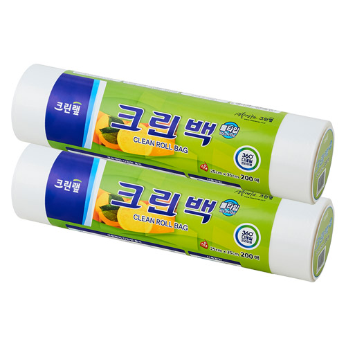 크린랩 크린랲 롤백 (중) 25cm x 35cm 200매 비닐봉투 위생봉지 팩 일회용품 음식물/위생/포장/마트/친환경/업소/식당 9,900원