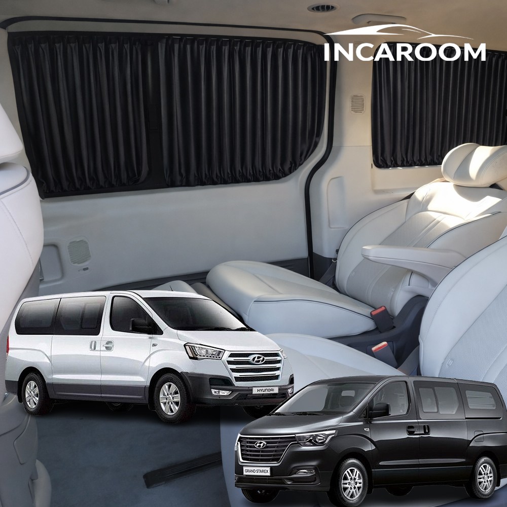 인카룸 스타렉스 자동차 커튼 레일형 차박 햇빛가리개 차종맞춤, 1세트, 블랙 29,900원