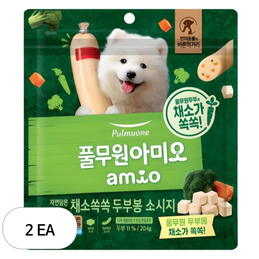 풀무원아미오 강아지 채소 쏙쏙 두부봉 소시지 간식 12p 34,580원
