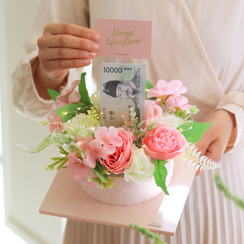 센트바스켓 퓨어가든 플라워 용돈케이크, 반전타입 핑크, 1개 27,480원