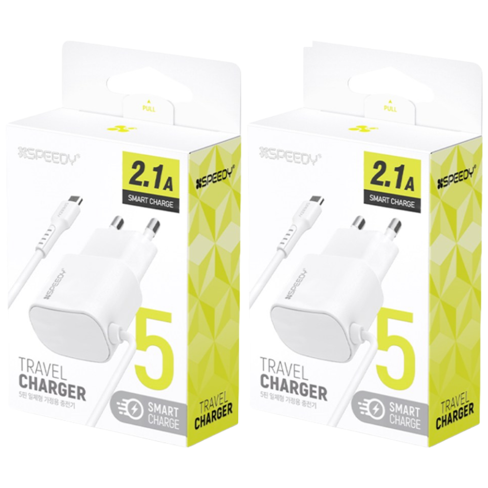 스피디 일체형 충전기 케이블 2.1A 5핀, 화이트(1+1), 2개 8,200원