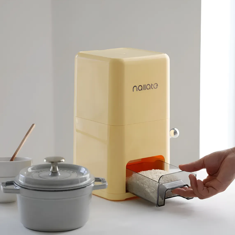 유미하우스 원터치 밀폐 진공 계량 쌀통 잡곡 원두 쌀보관통, 1개, 크림옐로우 26,500원