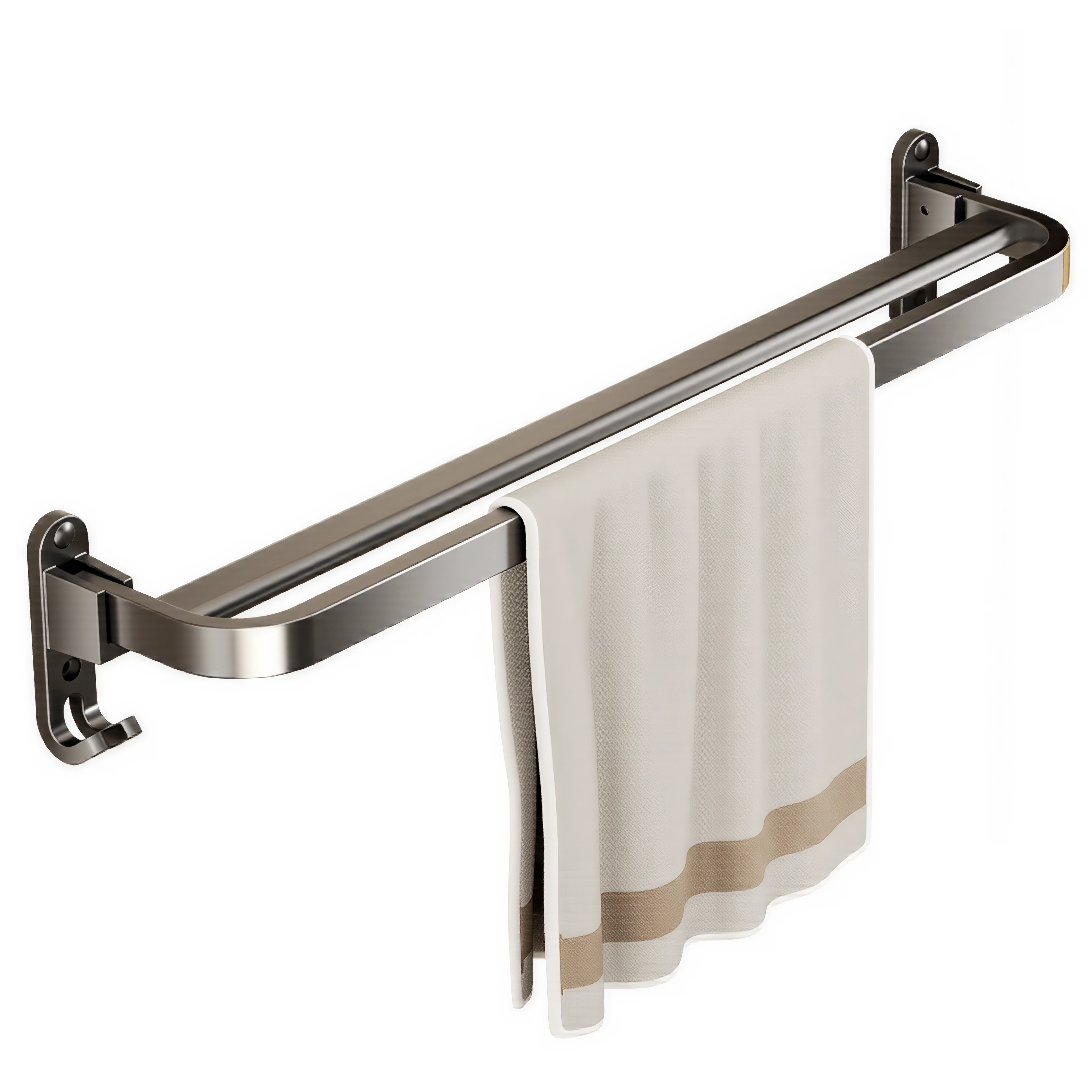 비브온 무타공 접이식 욕실 수건 걸이, 그레이 60cm 12,900원