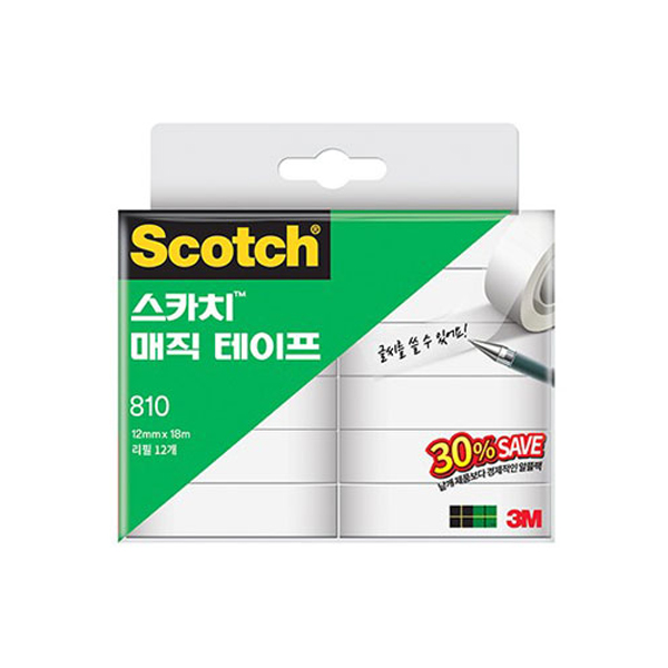 3M 매직테이프 12mm 리필12개 세이빙팩 810R-12 16,500원