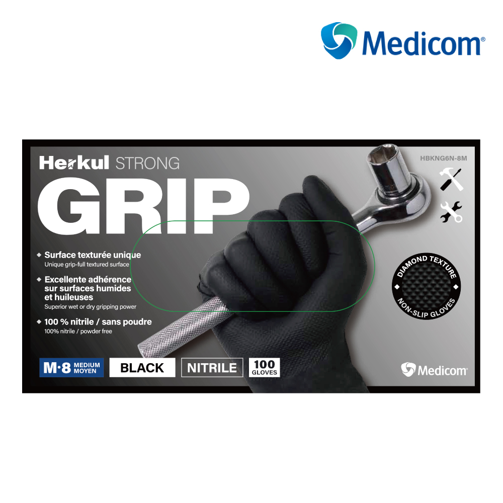 메디컴 헤르쿨 고중량 니트릴 다이아몬드 다회용 장갑 정비 중공업 식품 청소 원예, 100개, M, 블랙 25,000원