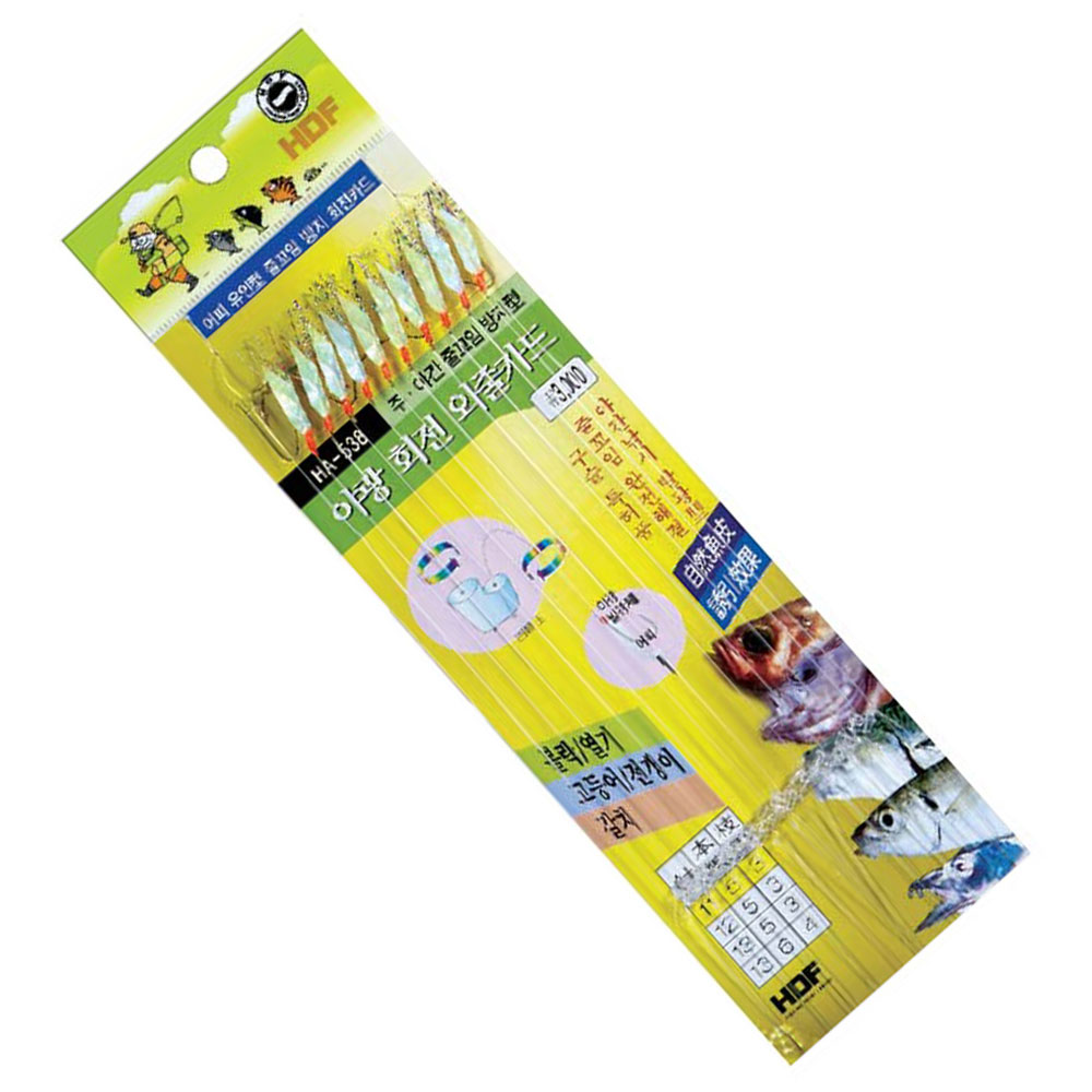 해동 야광 회전 외줄카드 고등어 전갱이 열기 묶음 바늘 채비 1,420원