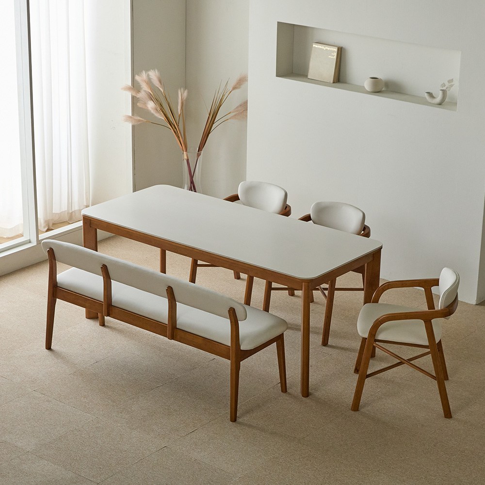 파로마 루토 세라믹 원목식탁 다렌D벤치의자 세트 6인용 1800 (벤치의자1의자3), 상세 설명 참조, 옵션선택:월넛(베이지) 벤치의자D 세트 859,000원