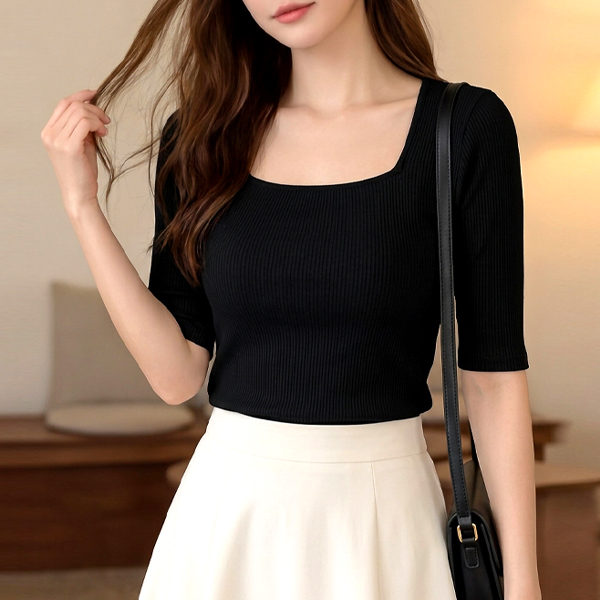 루나걸 여성용 폴랑 스퀘어 골지 티셔츠 18,900원