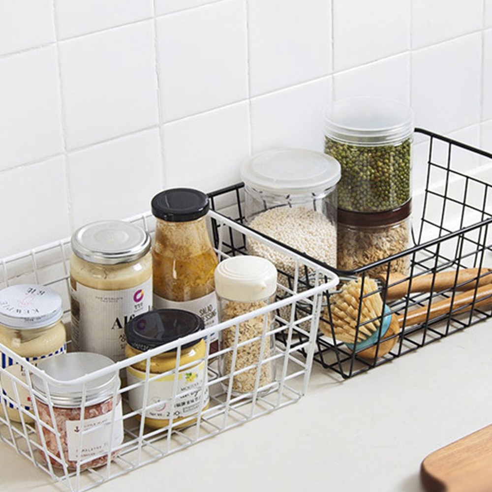 철제바구니 소 다용도 수납 와이어 철망 바스켓 사각, 화이트 3,000원