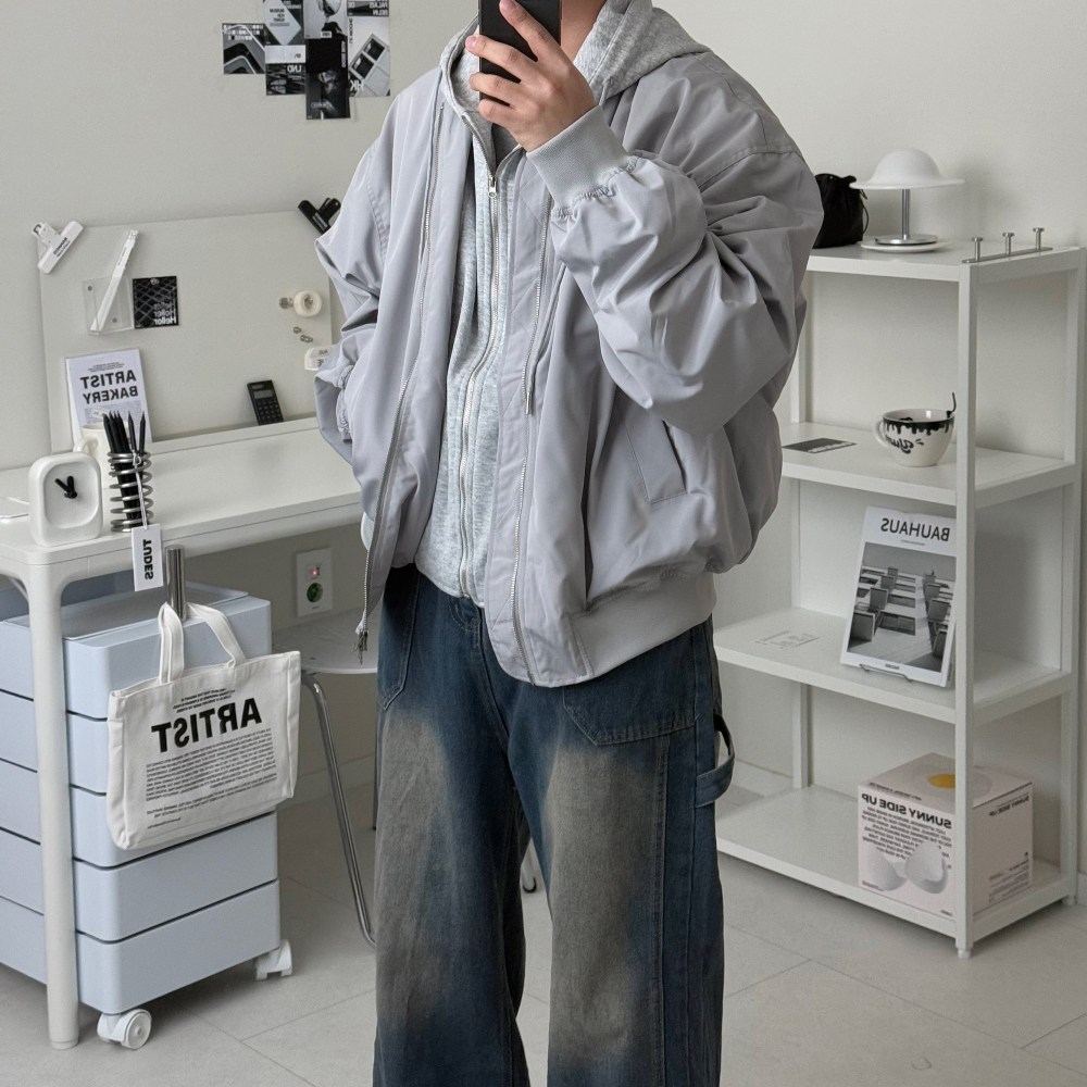 르위 오버핏 탈부착 항공점퍼 MA-1자켓 마원 후드 블루종 빅사이즈 59,000원