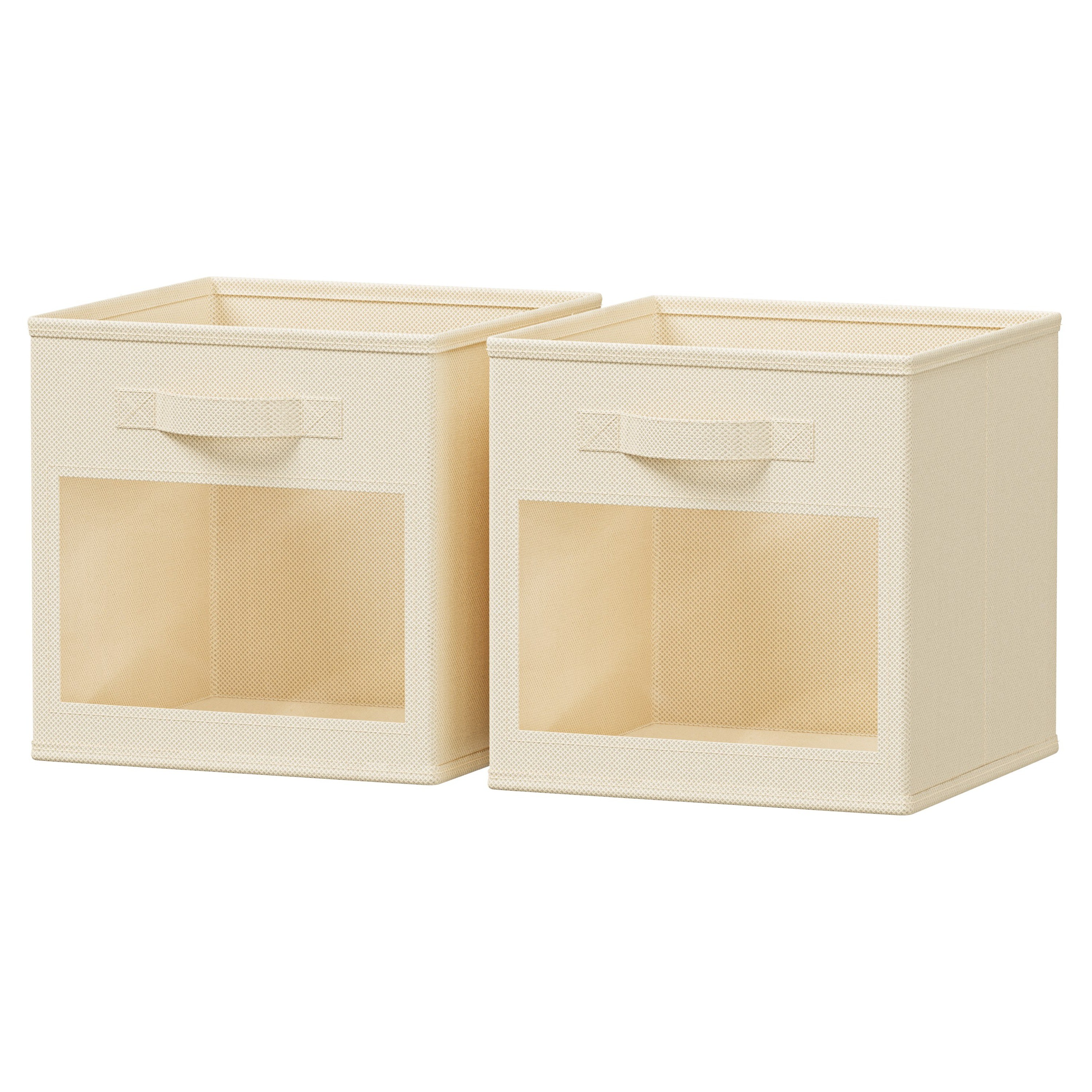 수납 바스켓 다용도 접이식 패브릭 옷정리 수납함 투명창 포함, 2개, 베이지 9,800원