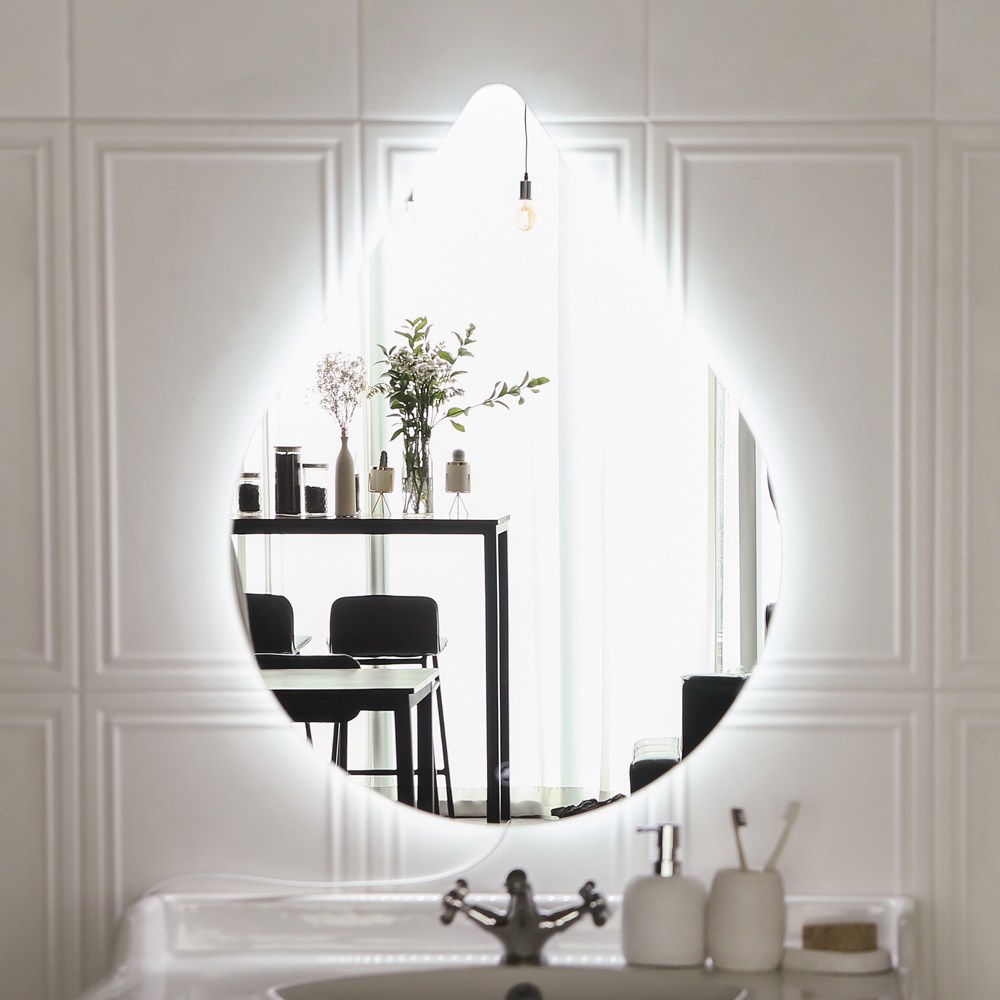 라헨느 프리미엄 LED 물방울 비정형 조명거울 간접조명 인테리어 욕실 화장실 카페 미용실 벽거울, 3색 조정 터치형 (주광색+주백색+전구색) 169,000원