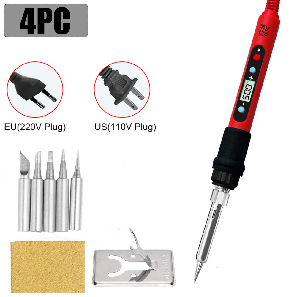 80W 전자 용접기 키트 납땜 인두 조절 가능한 온도 LCD 용접 도구 세라믹 히터 팁 EU220V/US110V 22,300원