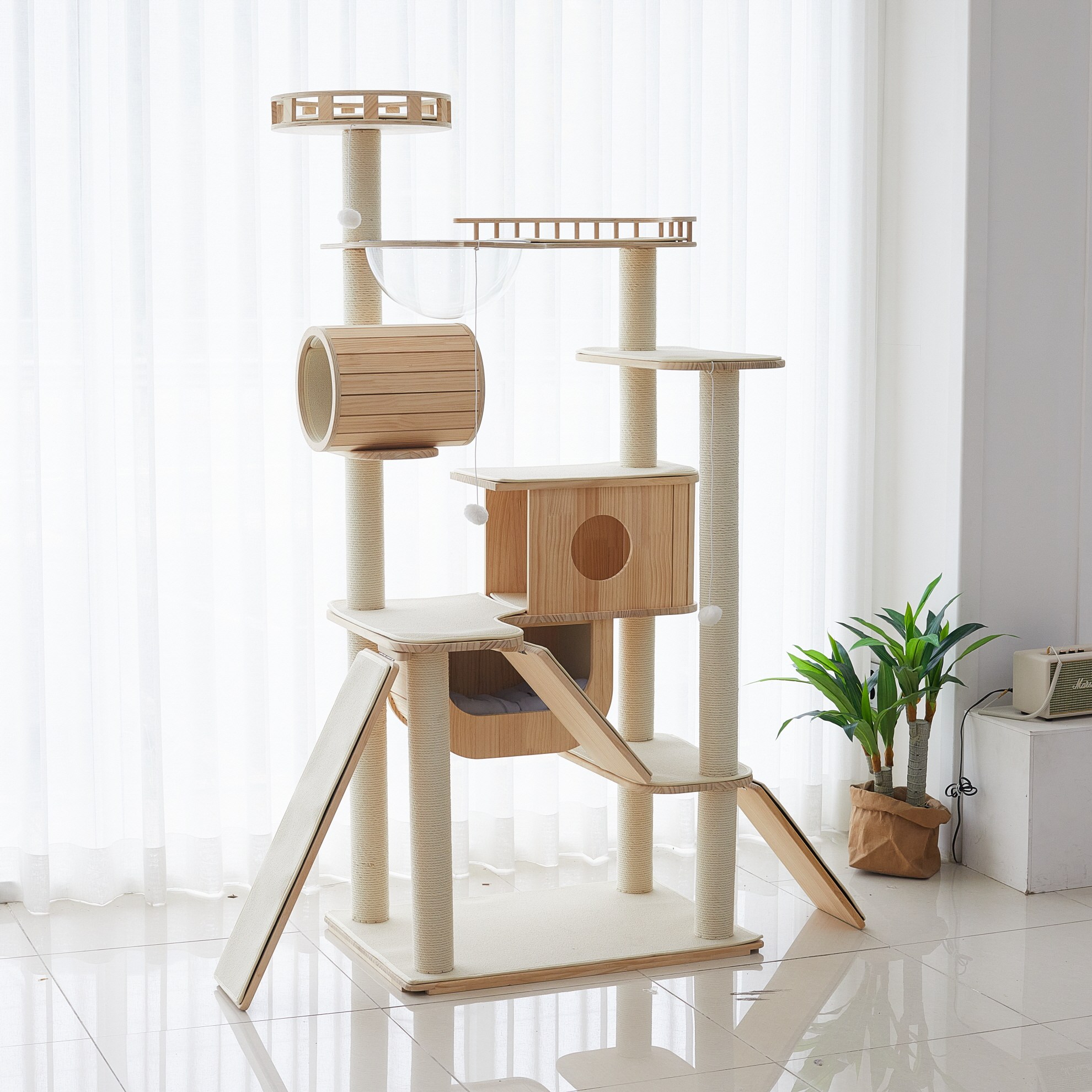 가르르 원목 고양이 캣타워 캣폴 갤럭시 캣타워, 1개, 아이보리 403,000원