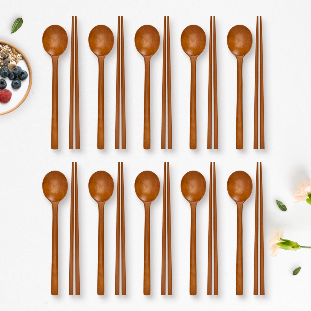 라온누리 자연애 옻칠 우드 수저세트 라운드, 단일, 숟가락 10p + 젓가락 10p, 1개 30,750원