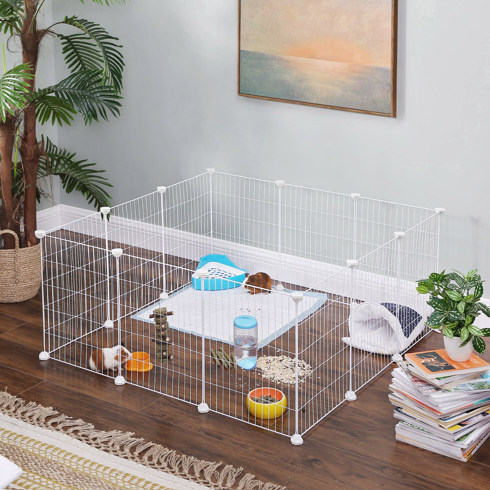 SONGMICS 반려동물 조립식 튼튼한 안전한 실내용 철제 울타리 펜스, 1개, 화이트 21,670원