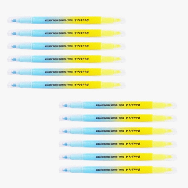 더블에이 듀얼 하이라이터 형광펜 12개, 옐로우x마일드블루 12,800원