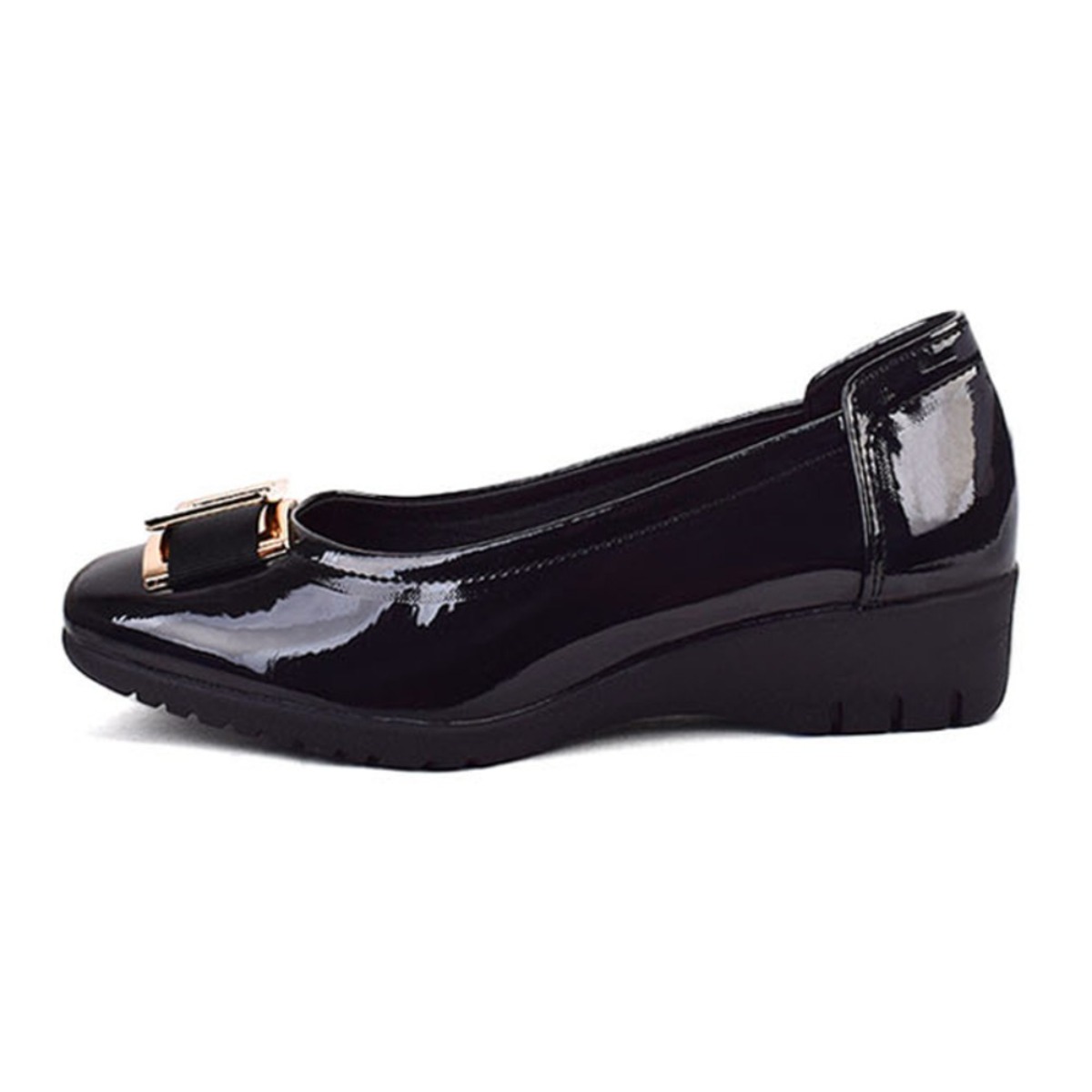 딕슈 여성 금장 리본 웨지 에나멜 플랫슈즈 4cm PLWS087 44,600원