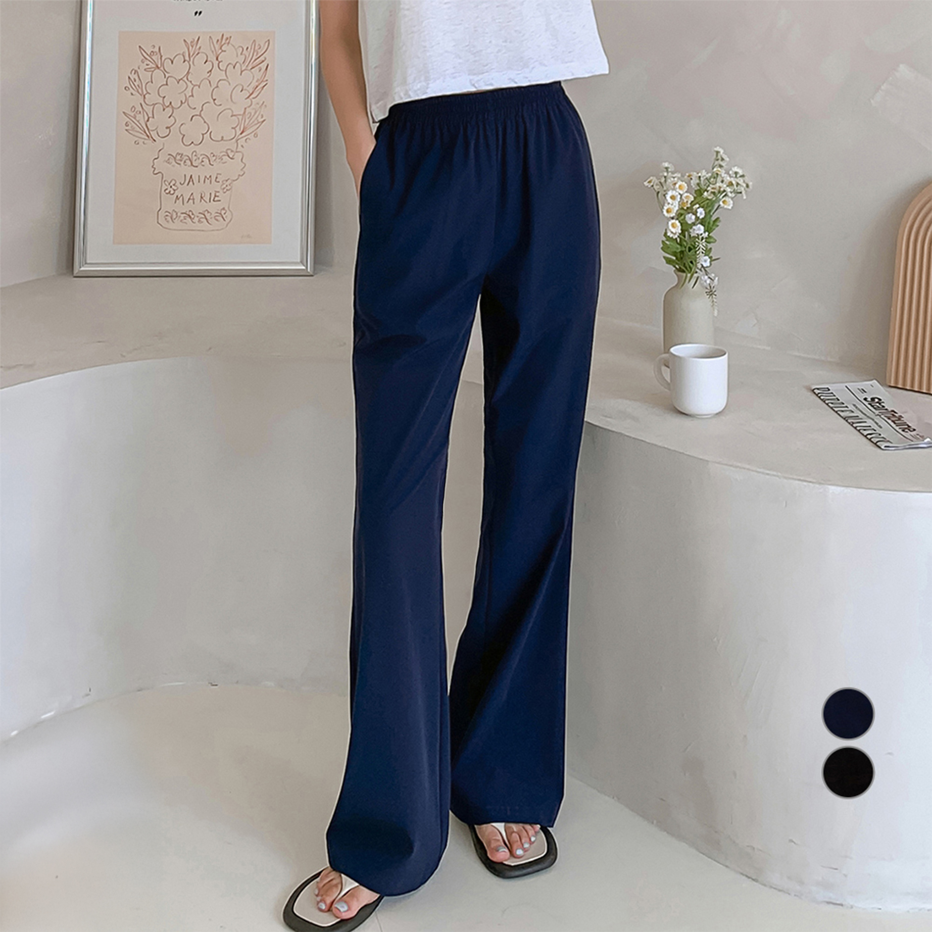 아피나르 여성용 아이스 링클프리 부츠컷 밴딩 팬츠 7,730원