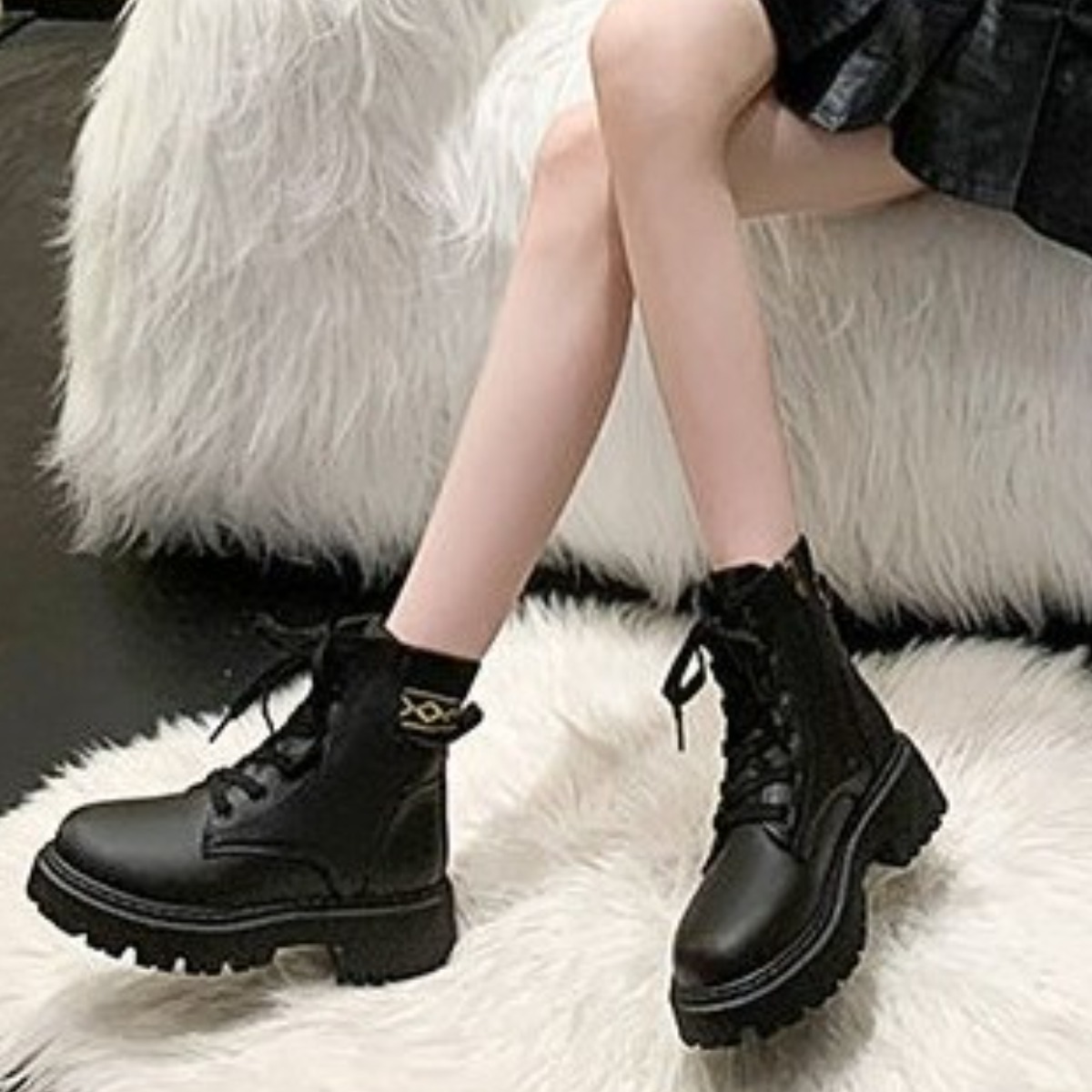 CHENZE 여성 통굽 키높이 앵클 부츠 레트로 마틴 첼시 스타일 데일리 신발 35,800원