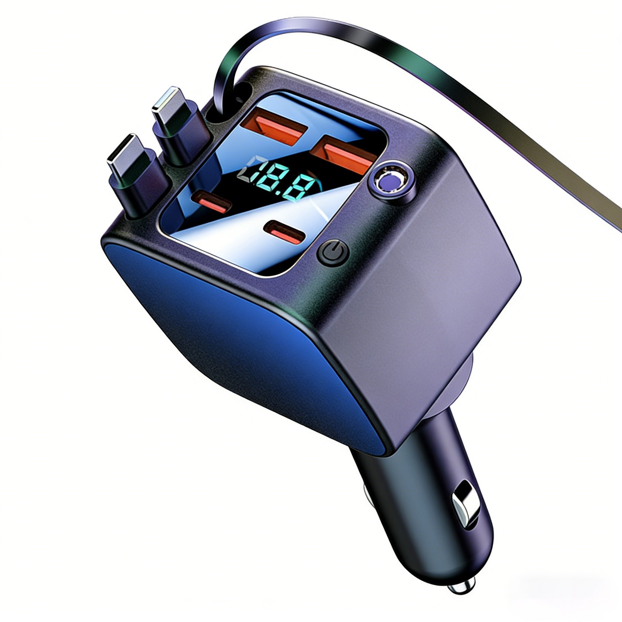 호밍사이 릴타입 차량용 초고속 충전기 120W 4포트 C타입 신축 케이블 USB 차량용 충전 어댑터 10,990원