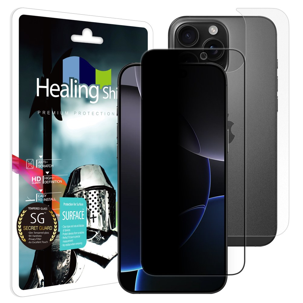 힐링쉴드 아이폰16 프로맥스 3D 풀커버 9H 사생활 정보보안 액정보호 강화유리필름 1매 후면1매 18,720원