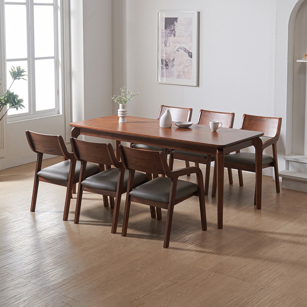 라로퍼니처 라인 1900 참죽나무 원목 6인 식탁 세트 806,000원