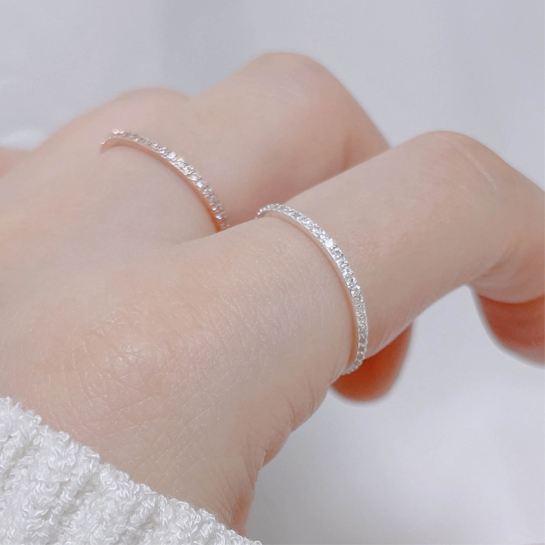 실버925 올 큐빅 가드링 테니스 반지 은 레이어드 링 16,500원