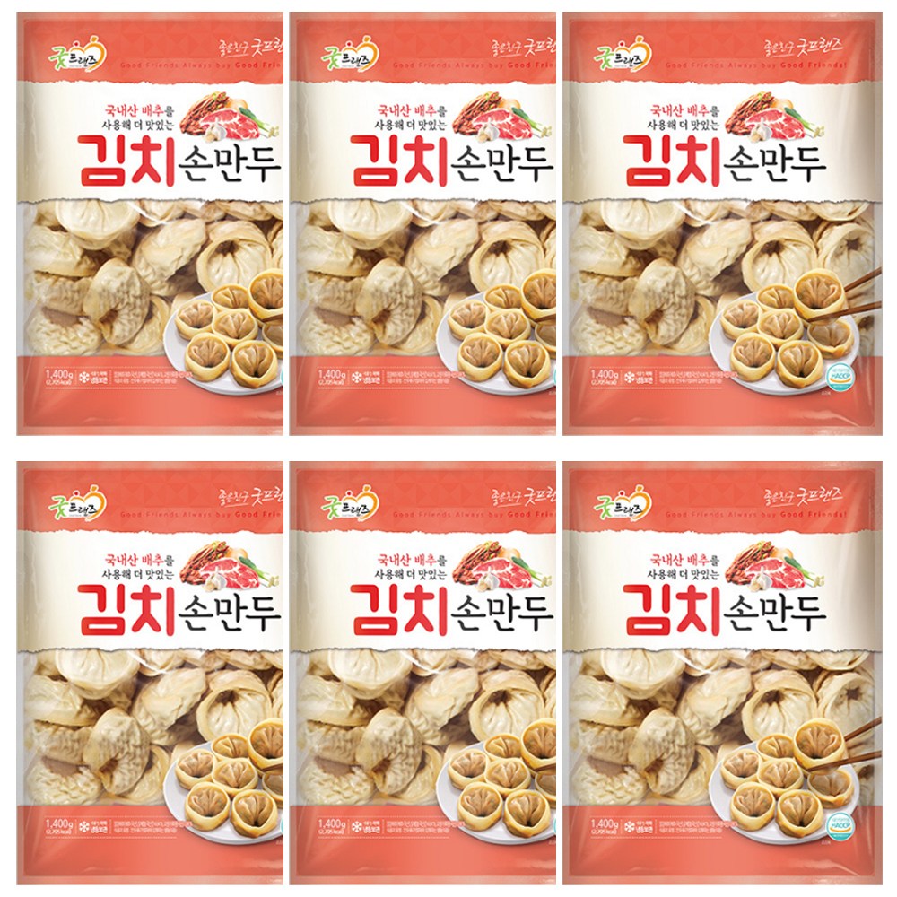 굿프랜즈 김치손만두 1400g x 6봉, 6개, 1.4kg 39,000원
