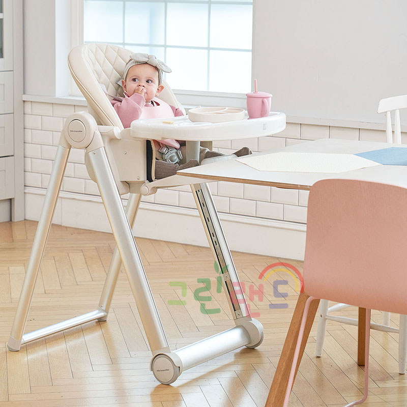 쿠잉 하이체어 멀티체어 트레이 탈부착 7단계 높낮이 조절 발판 등받이 3단계 조절 야야 이유식 영유아체어 그린랜드79 139,900원