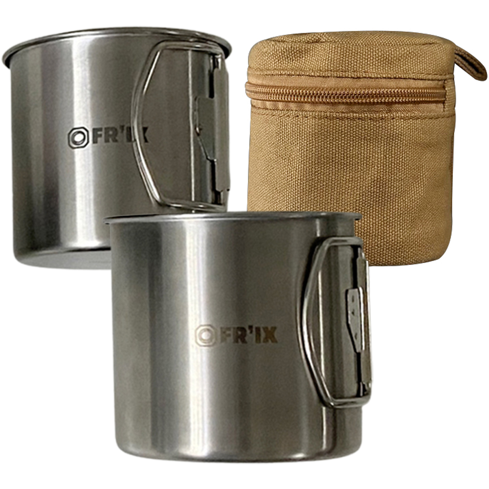 프릭스캠핑 스테인레스 머그 350ml + 260ml 세트 + 파우치, 카라멜 탄(파우치), 1개 15,250원