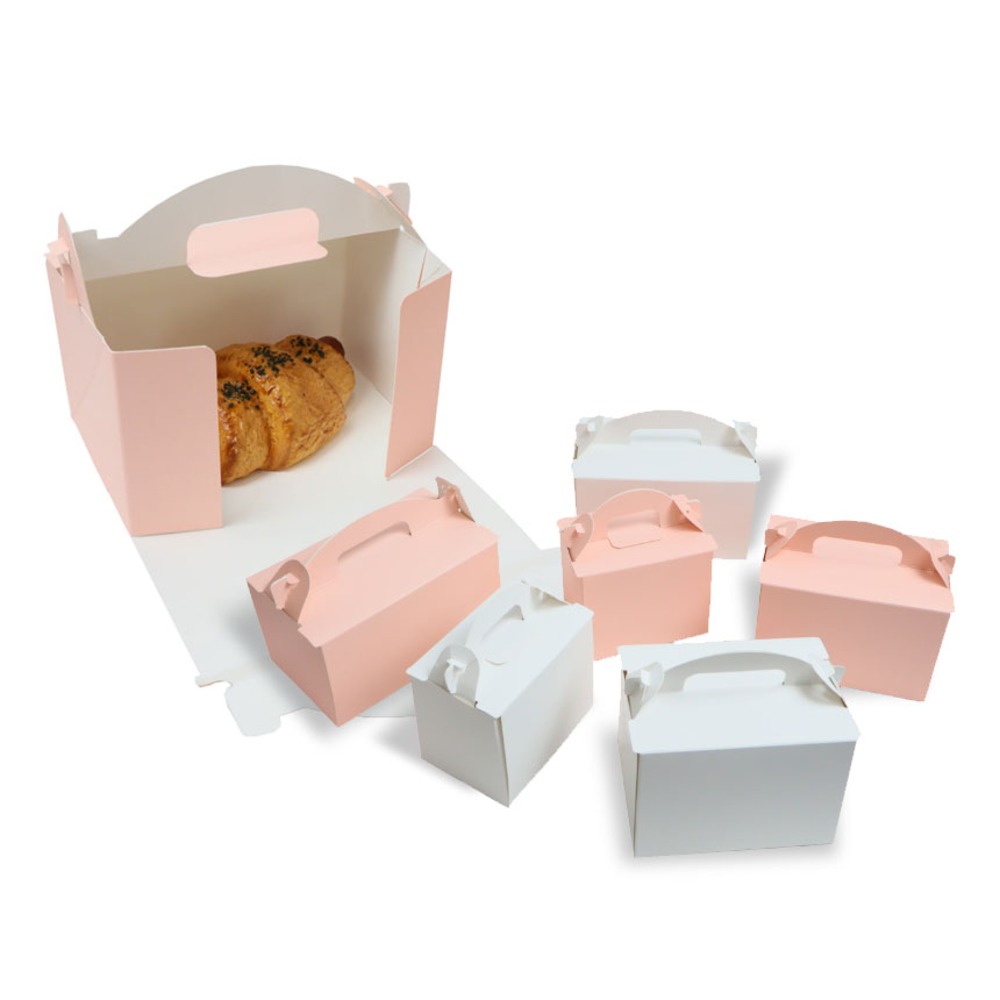 앞열림 접착 직사각 조각케이크 상자_핑크/화이트_대/중/소 4,800원