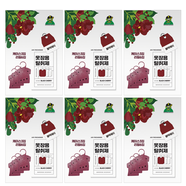 산도깨비 옷걸이형 옷장탈취제 블랙체리 3개입+리필6매입 섬유탈취제, 1세트 24,900원