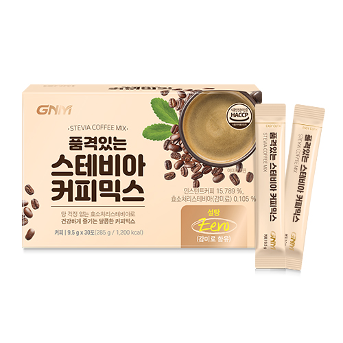 [당 없는 무설탕커피] GNM 품격있는 스테비아 커피믹스 스틱 / 제로슈가 무가당 커피, 285g, 30개입, 1개 11,900원