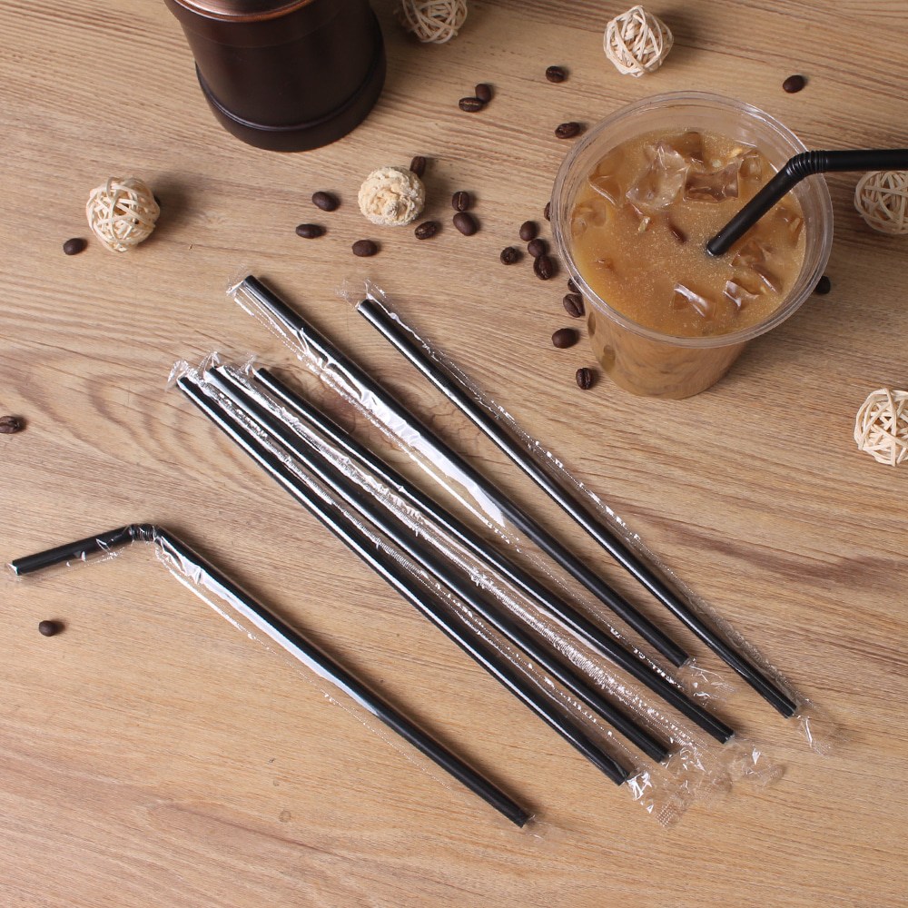 일회용 개별포장 주름빨대 7 x 210 스트로우 검정 10000개 163,400원