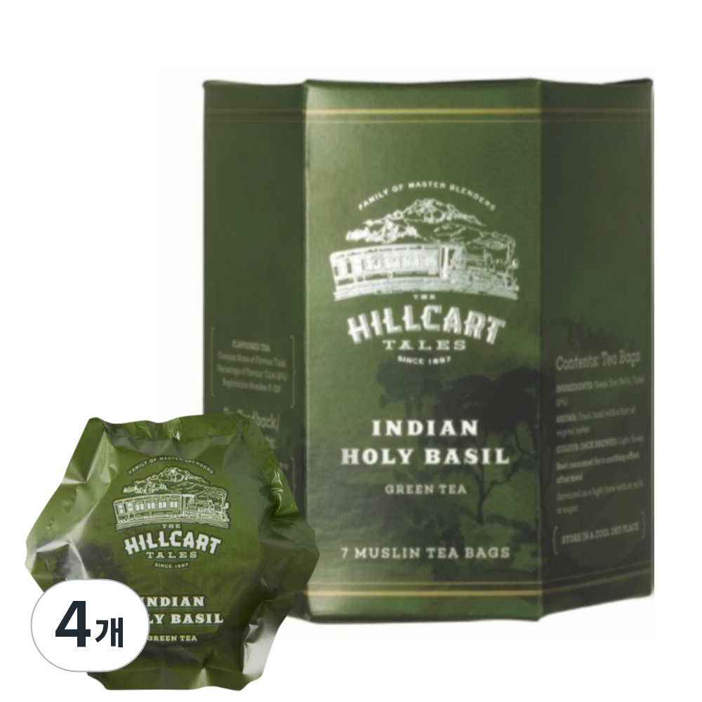 힐카트 테일즈 인디언 홀리 바질 7티백 모슬린 블렌딩 녹차 툴시 Hillcart Tales, 4개, 7개입, 2.25g 56,000원