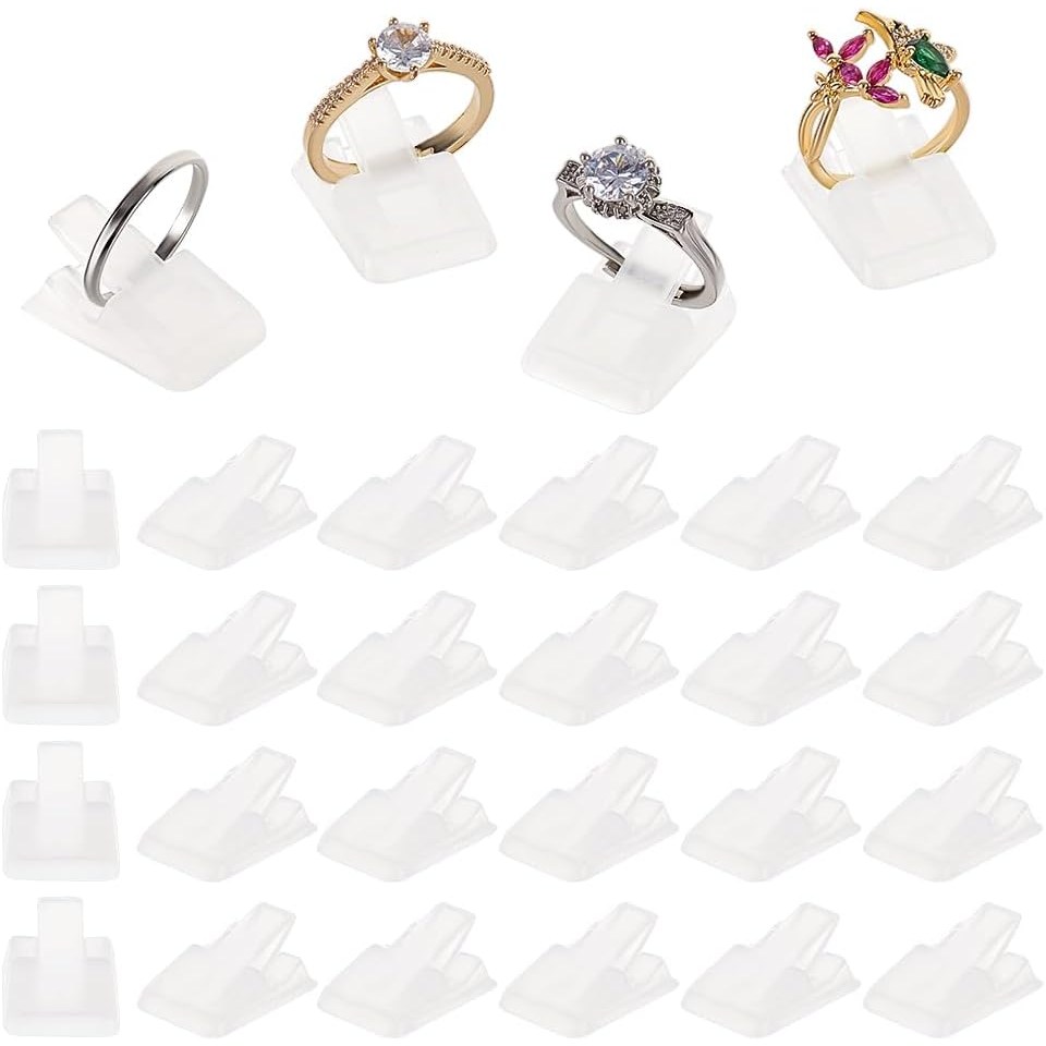 플라스틱 반지 전시 홀더 세트, 투명, 직사각형, 24x16.5x10mm, 1세트 36개, 주얼리 보석 정리 고정 10,710원