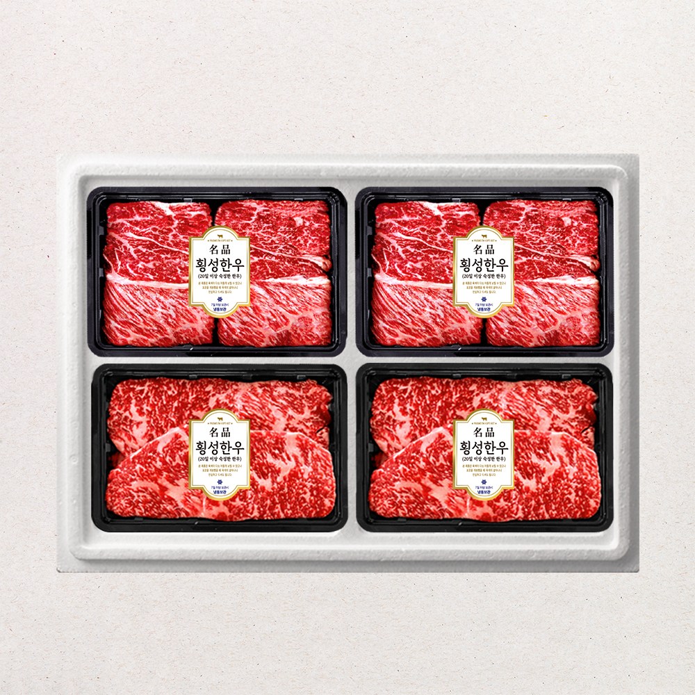 횡성한우 1등급 암소 한우 스페셜 선물세트 6호 1.6kg ( 꽃등심 800g+ 채끝 800g ), 1세트 284,900원