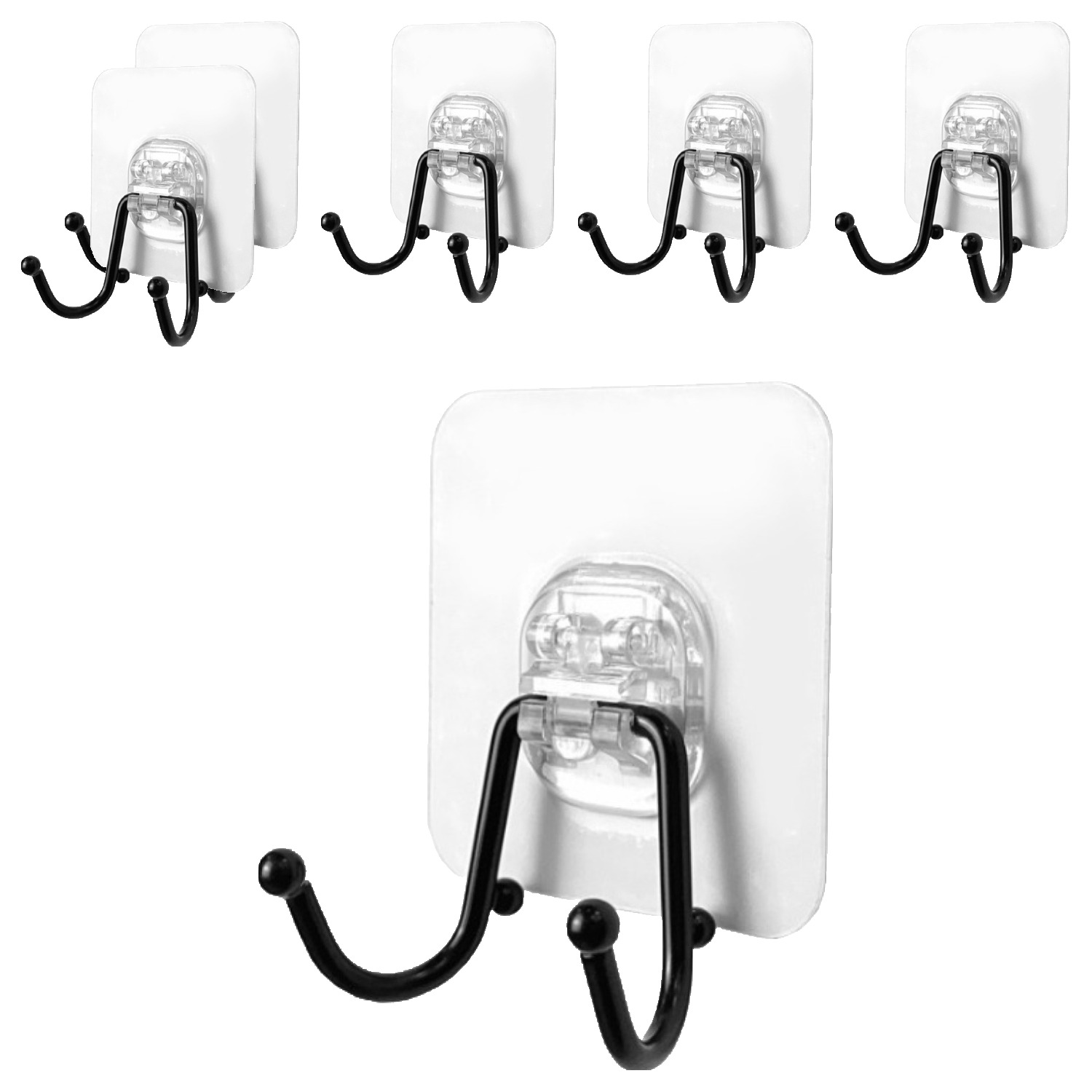 올지 3세대 무타공 30kg 접착식 초강력 탈부착 스텐 후크 2중 고리, 블랙, 6개 17,850원