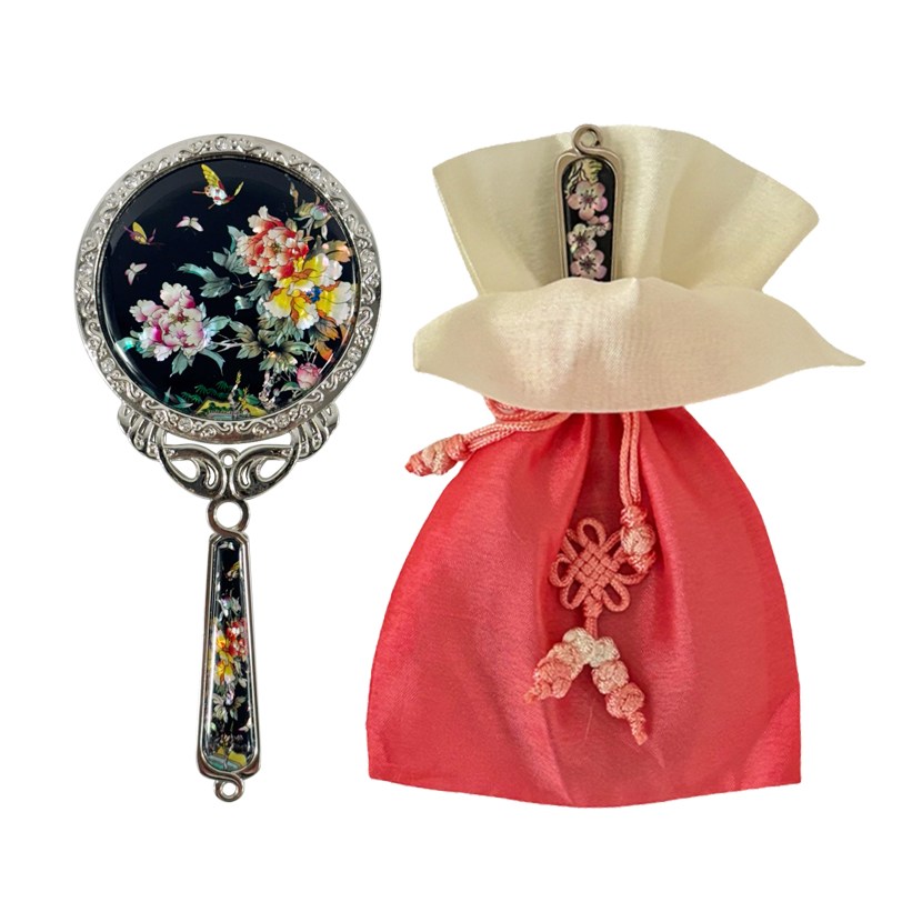 포미모어 자개손거울 전통 나전칠기 손잡이 미니 공주손거울, 1개, 목단꽃(블랙) 23,900원