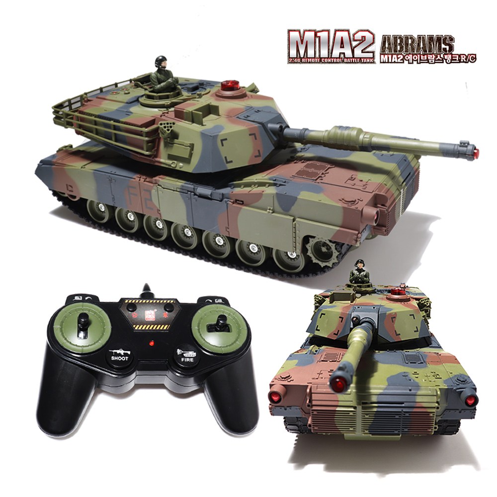 M1A2 에이브람스 탱크RC 장난감 강력한 파워 배틀게임가능 무선조종탱크, 1개 59,840원