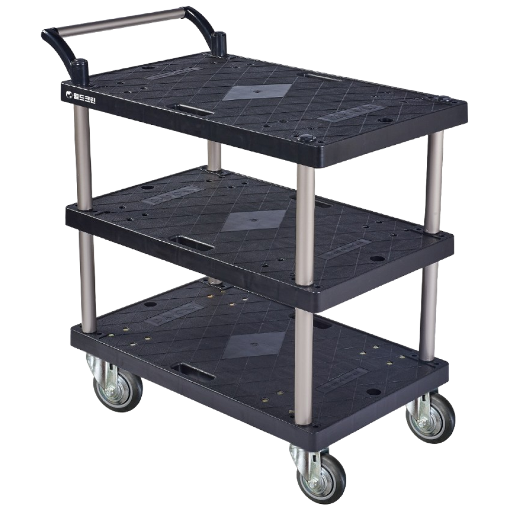 플렌티 잘밀려 플라스틱 대차 3단 검정 중 서빙카트, 잘밀려플라스틱대차3단검정중, 1개 169,900원