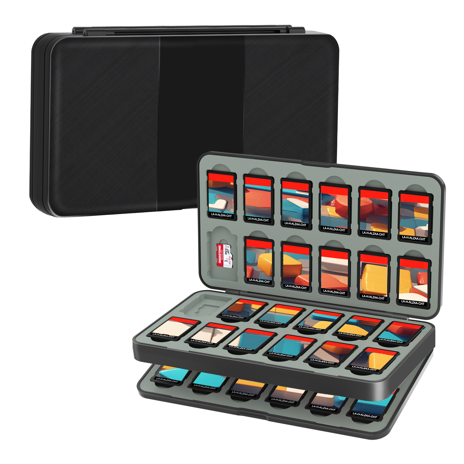 Vihimai 닌텐도 스위치 전용 칩 케이스 48칸 게임팩 수납 보관함 무광 블랙무늬, 1개, 검은색, RL 19 16,740원