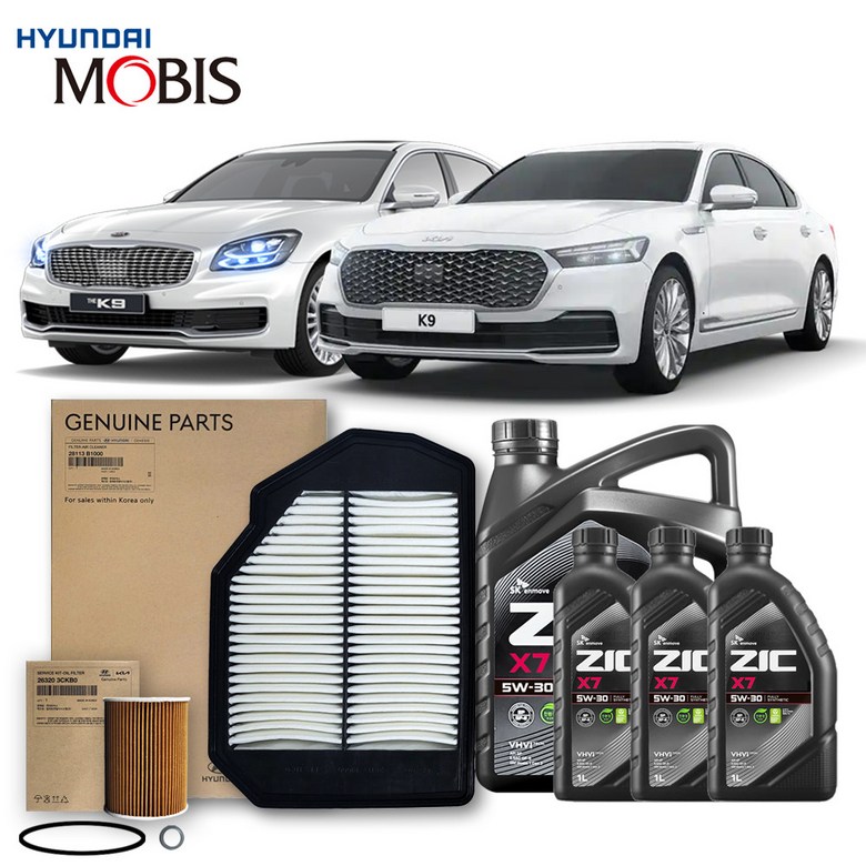 더K9 2세대 (18-20년식) 3.8 가솔린 순정필터+지크오일 5W30 3종, 1개 99,030원