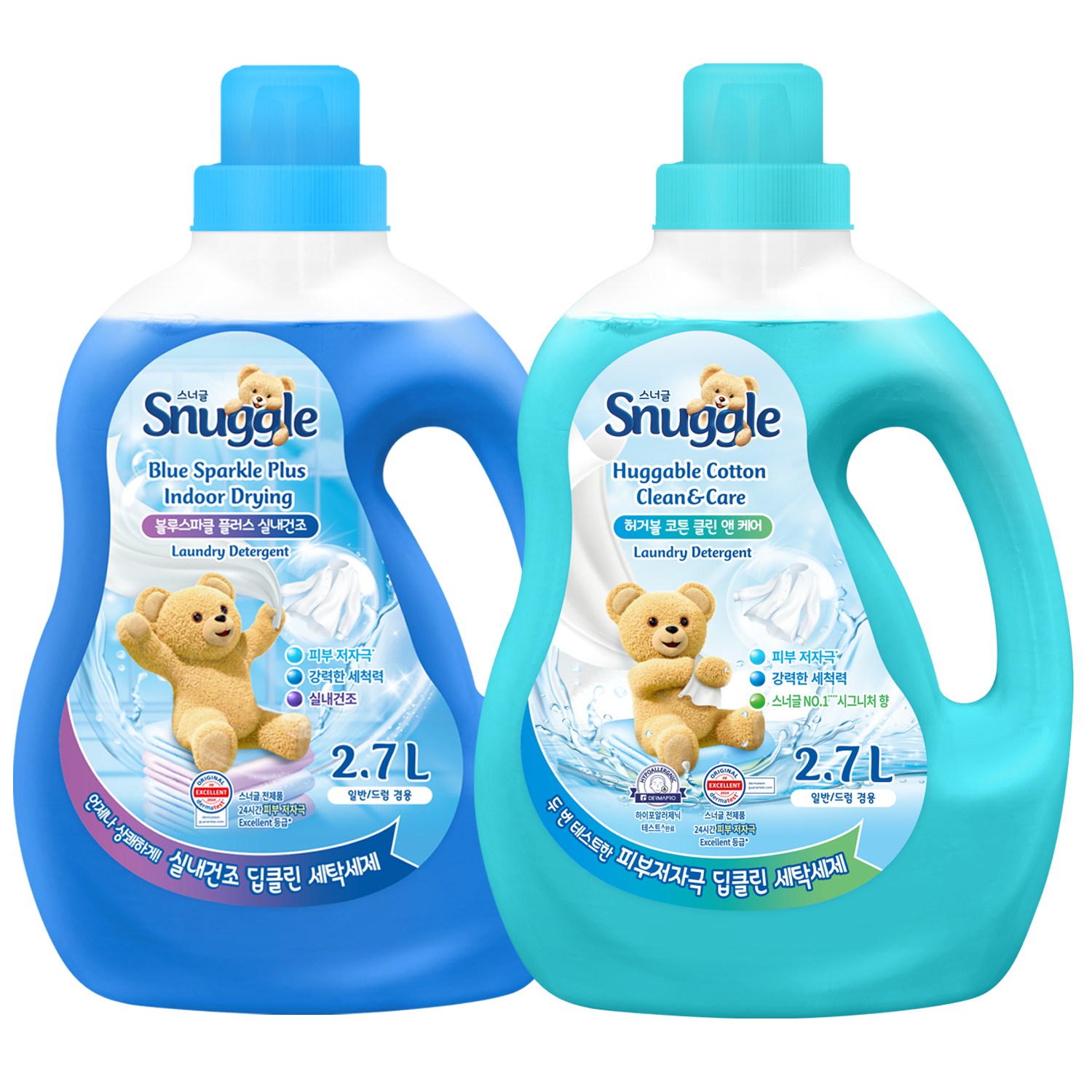 스너글 액체 세탁세제 본품 2.7L 블루스파클 + 허거블코튼 39,500원