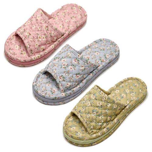 메종드리빙 세탁가능한 3중쿠션 층간소음방지 미끄럼방지 퀼팅 푹신한 거실 면실내화 3켤레세트, 1개, 잔플라워 3P 25,900원