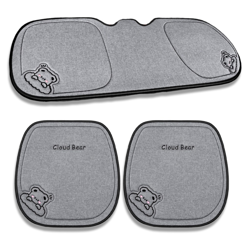 더반디 귀여운 곰돌이 인테리어 자동차 방석 앞좌석 뒷좌석 세트, 1세트, 클라우드 그레이 42,000원