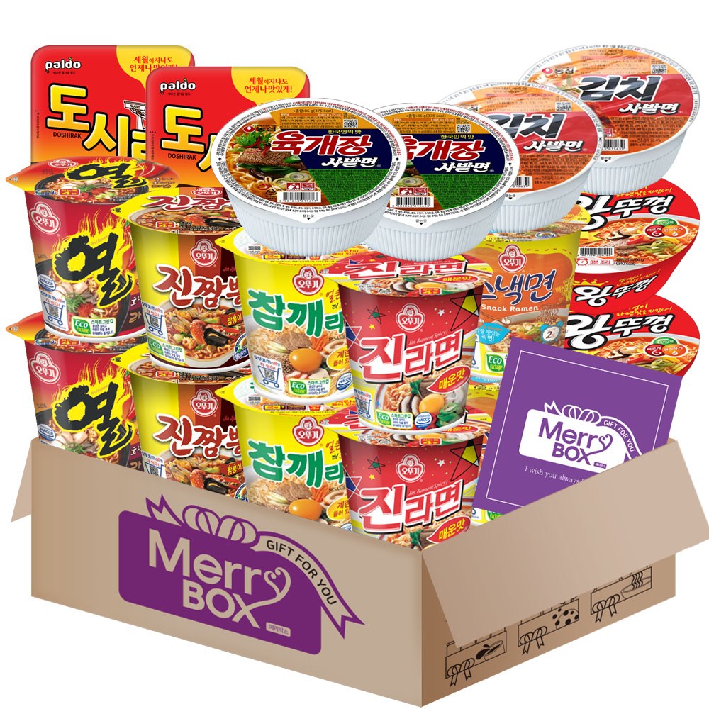 소컵라면18개세트 18호(진라면 매운맛2+열2+참깨2+스낵2+진짬뽕2+도시락2+미니왕뚜껑2+육개장사발면2+김치사발면2) 22,900원
