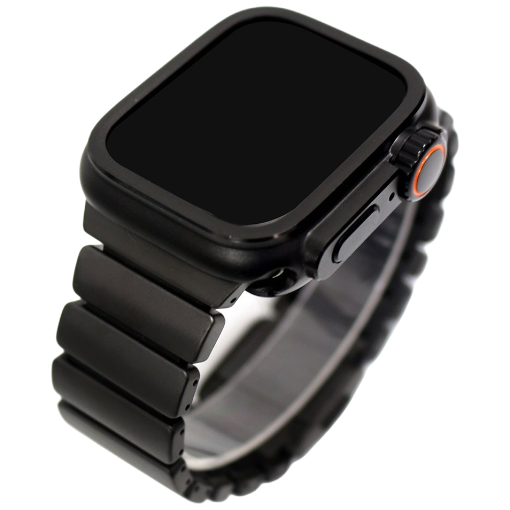 애플워치 울트라 3 2 시리즈 11 10 9 8 SE3 호환 URVOI 스트라토스 밴드 - 타이타늄 실리콘 스트랩, DLC 코팅 자석 클라스프 (45 46 49mm), 1개, Black Black 53,800원