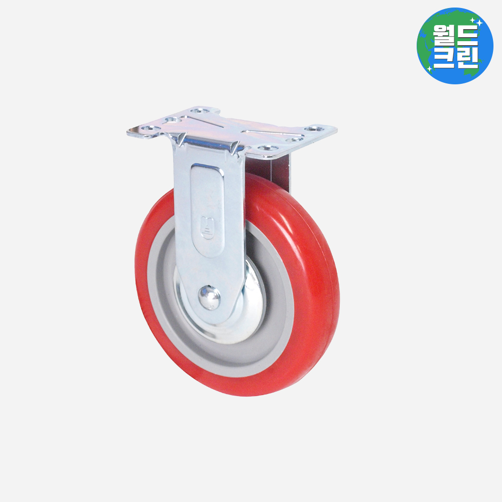 월드크린 PVC 적색 바퀴 고정형 125mm 카트 대차 수레 운반 식당 업소용 구르마 10,500원